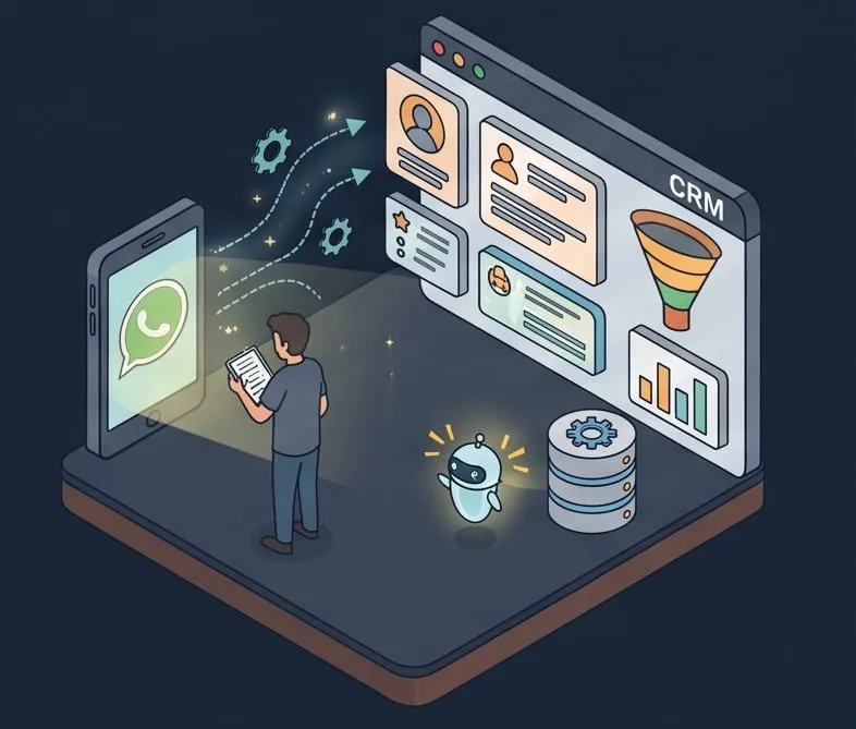 Un chat de WhatsApp queda registrado en el CRM con los datos del cliente
